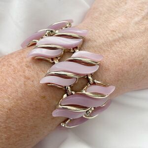 Vintage Rose Pink Gold Geometric Interlocking Chain Bracelet